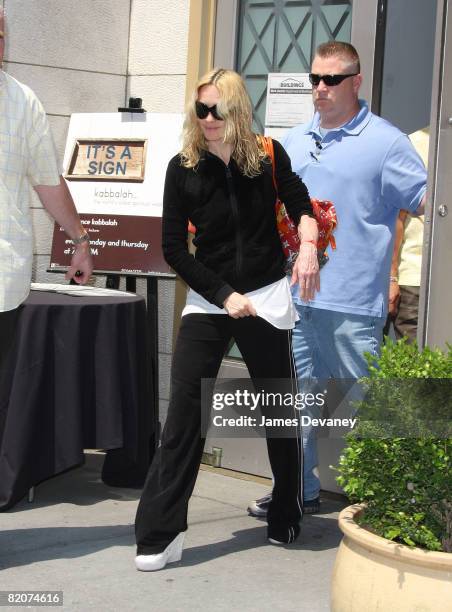 Singer Madonna visits the Kabbalah Center in Manhattan on July 26, 2008 in New York City.