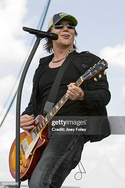 Lead singer John Rzeznik and The Goo Goo Dolls perform live in concert during Qualifying day for the 15th Allstate 400 at the Brickyard at the...