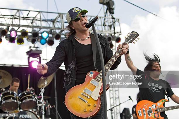 Lead singer John Rzeznik and The Goo Goo Dolls perform live in concert during Qualifying day for the 15th Allstate 400 at the Brickyard at the...