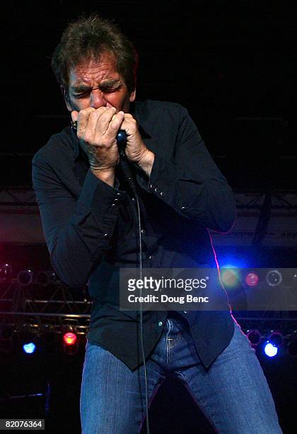 Huey Lewis and the News perform onstage at the Mitsubishi Motors ArenaBowl Extravaganza during ArenaBowl XXII weekend on July 26, 2008 in New...