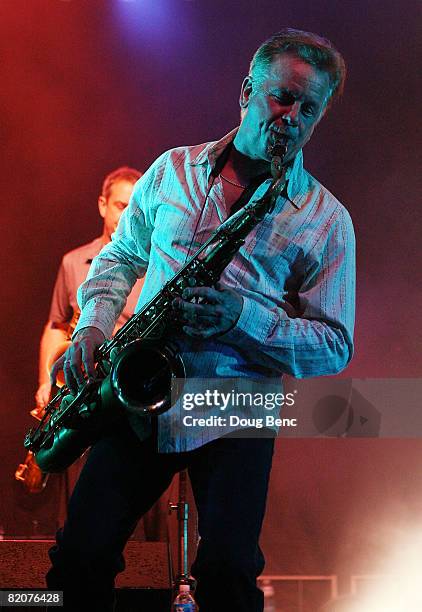 Johnny Colla of Huey Lewis and the News performs onstage at the Mitsubishi Motors ArenaBowl Extravaganza during ArenaBowl XXII weekend on July 26,...