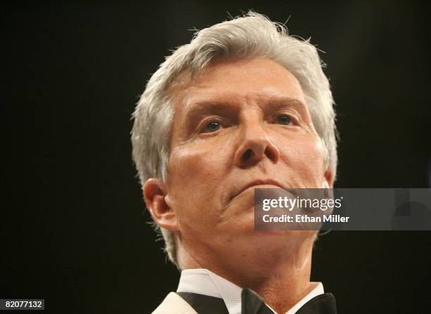 Boxing ring announcer Michael Buffer is seen before the WBA welterweight title fight between Miguel Cotto and Antonio Margarito at the MGM Grand...