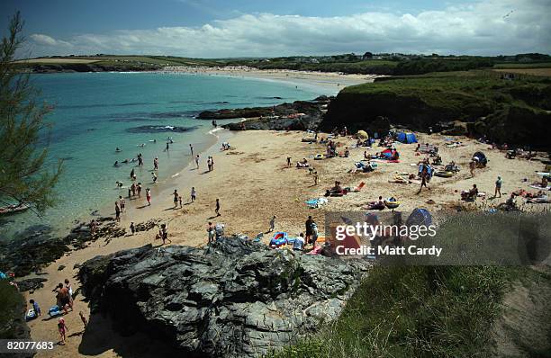 People enjoy the weather on the beach at Harlyn Bay on July 26, 2008 in Harlyn near Padstow, England. David Cameron, leader of the opposition, who's...