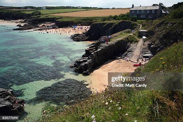 People enjoy the weather on the beach at Harlyn Bay on July 26, 2008 in Harlyn near Padstow, England. David Cameron, leader of the opposition, who's...