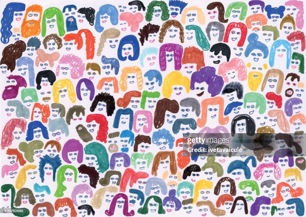 Colourful background pattern of crowd of people