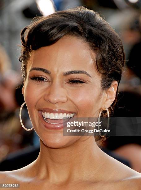 Actress Paula Patton arrives at the World Premiere of "Swing Vote" at the El Capitan Theatre on July 24, 2008 in Hollywood, California.