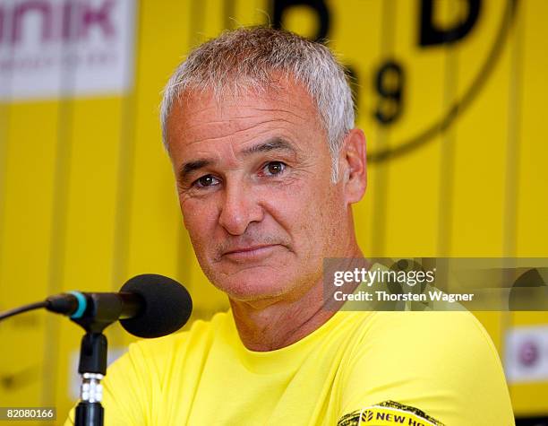 Claudio Raineri, head coach of Juventus Turin looks on at the press conference during the pre season international friendly match between Borussia...