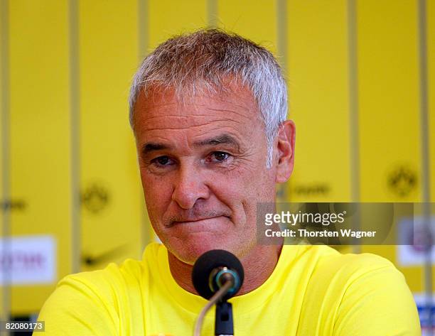 Claudio Raineri, head coach of Juventus Turin looks on at the press conference during the pre season international friendly match between Borussia...
