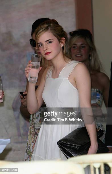 Actress Emma Watson poses while attending the Cartier International Polo 2008 on 27 July, 2008 at Guards Polo Club in Windsor, England