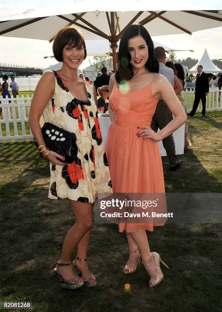 Natalie Imbruglia and Dita von Teese attend the annual Cartier International Polo Day, at the Cartier Marquee in Great Windsor Park on July 27, 2008...