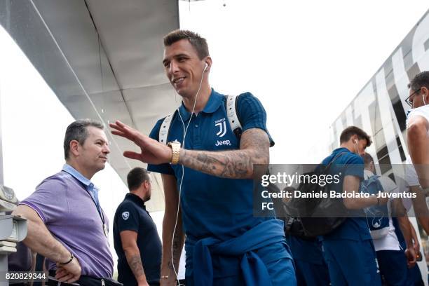 Juventus bus on July 20, 2017 in Turin, Italy.