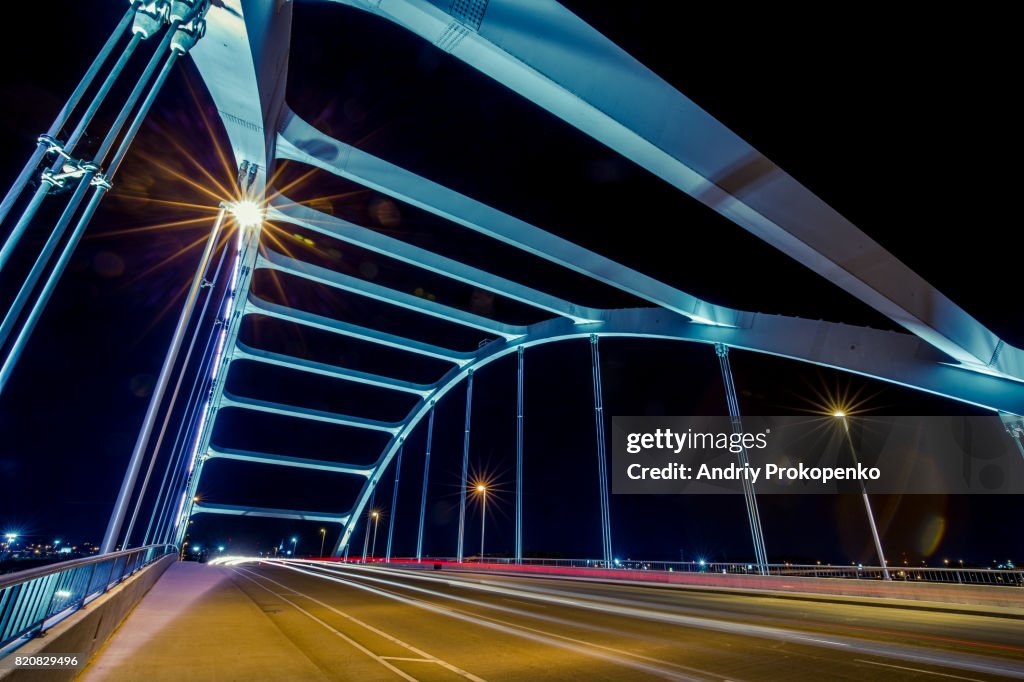 Night Shot of the Road on Gateway Bridge in Nashville, Tennessee, USA