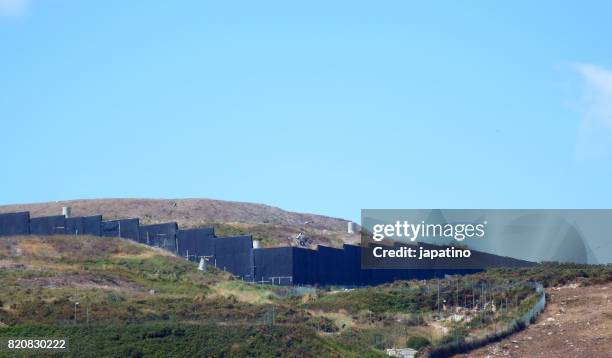 border wall - immigrants crossing sign stock pictures, royalty-free photos & images