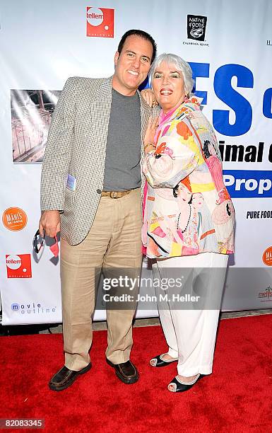 John Patrick Patti and Xaviera Hollander attend the Vote Yes For The Prevention of Farm Animal Cruelty Act Party on July 27, 2008 in Beverly Hills,...