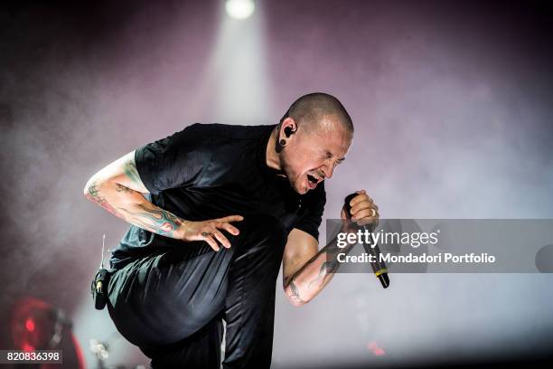 The singer anf frontman of Linkin Park Chester Bennington in concert for the iDays Festival 2017 at the Autodromo Nazionale di Monza. Monza, Italy....