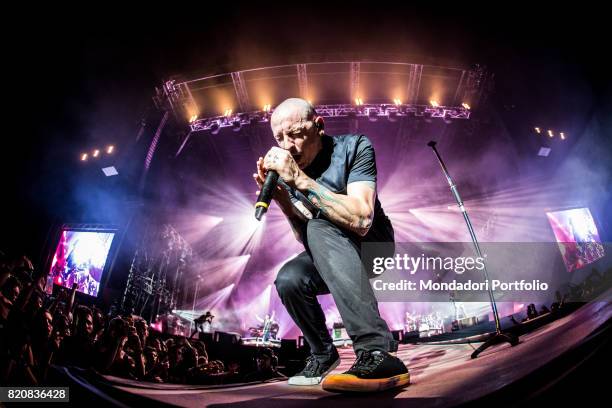 The singer anf frontman of Linkin Park Chester Bennington in concert for the iDays Festival 2017 at the Autodromo Nazionale di Monza. Monza, Italy....