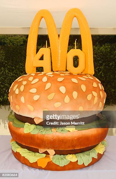 Atmosphere of a Big Mac cake at the McDonald's Big Mac 40th Birthday Party at Project Beach House in Malibu, CA on July 27, 2008.