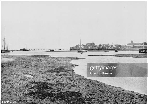 antique photograph of seaside towns of great britain and ireland: yarmouth (isle of wight) - isle of wight village stock illustrations