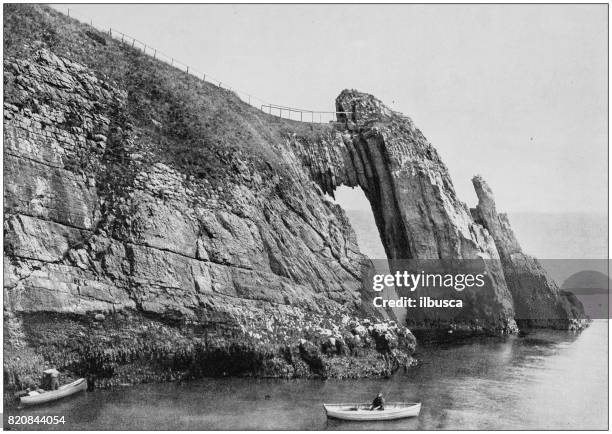 antique photograph of seaside towns of great britain and ireland: torquay - seaside town stock illustrations