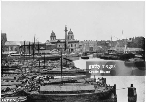 stockillustraties, clipart, cartoons en iconen met antieke foto van badplaatsen van groot-brittannië en ierland: hull - scheepsromp