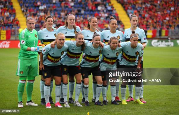 Belgium Women team group photo during the UEFA Women's Euro 2017 match between Norway and Belgium at Rat Verlegh Stadion on July 20, 2017 in Breda,...