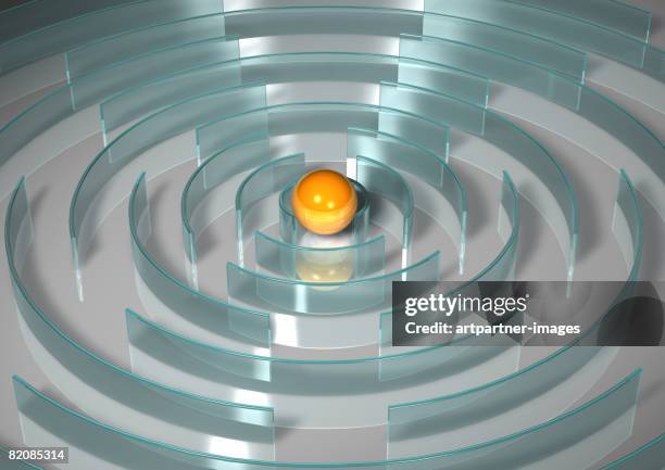 yellow ball in centre of maze - murmel stock-grafiken, -clipart, -cartoons und -symbole