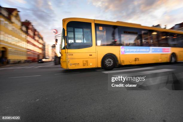 bus in nyhavn - bus denmark stock pictures, royalty-free photos & images