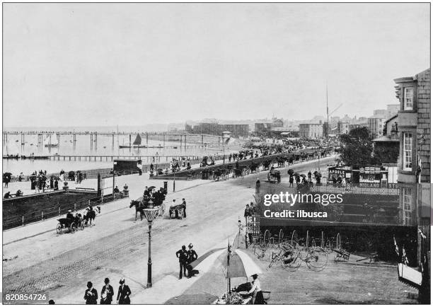 antique photograph of seaside towns of great britain and ireland: morecambe - quayside stock illustrations