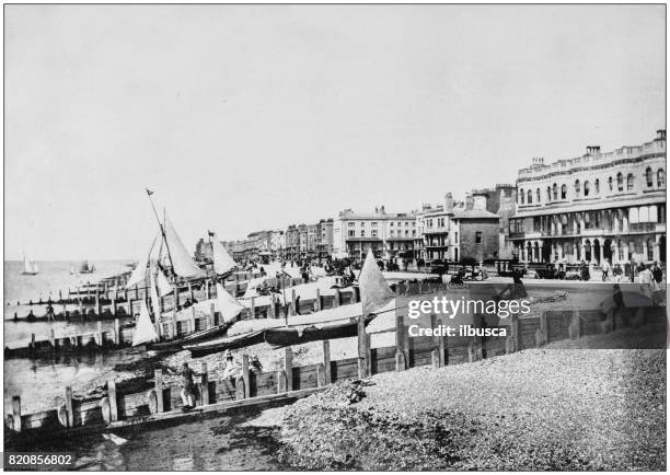 antique photograph of seaside towns of great britain and ireland: worthing - worthing stock illustrations