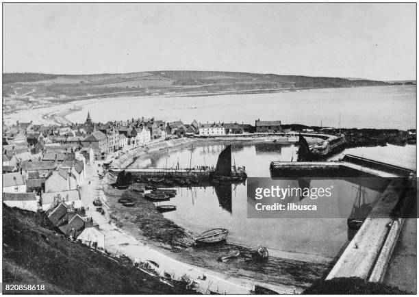 antique photograph of seaside towns of great britain and ireland: stonehaven - ireland landscape stock illustrations