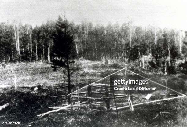Circa 1920: Koptyaki forest near Yekaterinburg, where the bodies of Tsar Nicholas II and his family were buried after all of them were killed by the...
