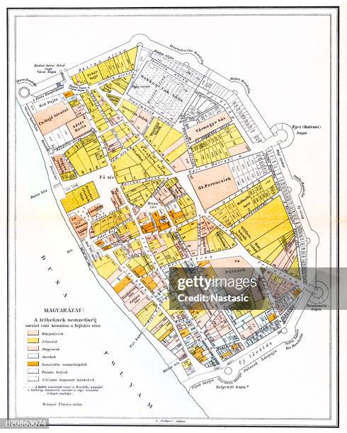 pest old map - budapest map stock illustrations