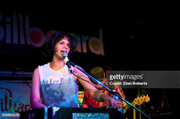 Shilpa Ray and Nick Hundley of Shilpa Ray and Her Happy Hookers performing at Buffalo Billiards at the South by Southwest Music Festival in Austin,...