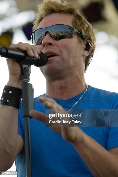 Craig Morgan performs live in concert before the start of the 15th Allstate 400 at the Brickyard at the Indianapolis Motor Speedway on July 27, 2008...