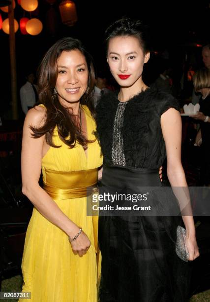 Actresses Michelle Yeoh and Isabella Leong attend the after party for the American premiere of "The Mummy: Tomb Of The Dragon Emperor" at the Gibson...