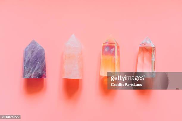 crystal on pink - crystals stock-fotos und bilder