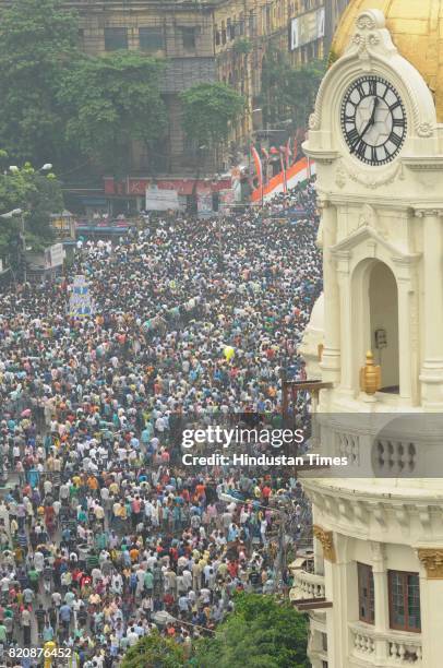 Trinamool Congress observe the 24th Martyrs' Day at Esplanade Crossing on July 21, 2017 in Kolkata, India. The Martyrs' Day is observed annually to...