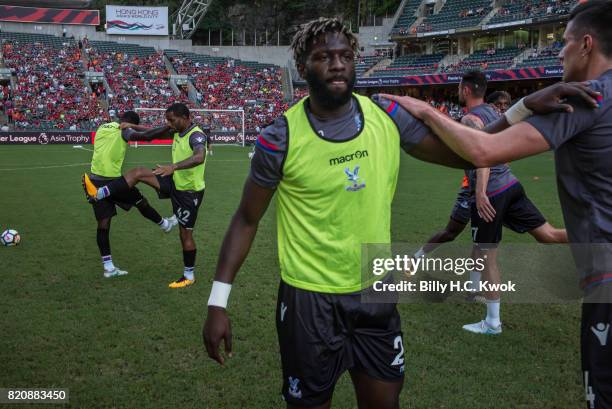 Team warm up before the Premier League Asia Trophy match between West Brom and Crystal Palace at Hong Kong Stadium on July 22, 2017 in Hong Kong,...