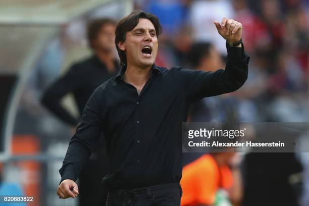 Vinzenzo Montella, head coach of Milan reacts during the International Champions Cup Shenzen 2017 match between Bayern Muenchen and AC Milan at on...