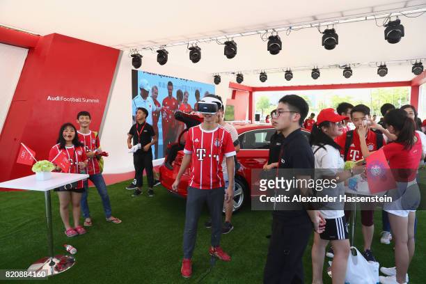 Supportes of Bayern Muenchen at the FC Bayern Muenchen Fan Zone prior to the International Champions Cup Shenzen 2017 match between Bayern Muenchen...
