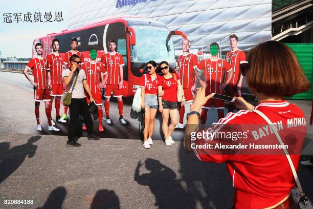 Supportes of Bayern Muenchen at the FC Bayern Muenchen Fan Zone prior to the International Champions Cup Shenzen 2017 match between Bayern Muenchen...