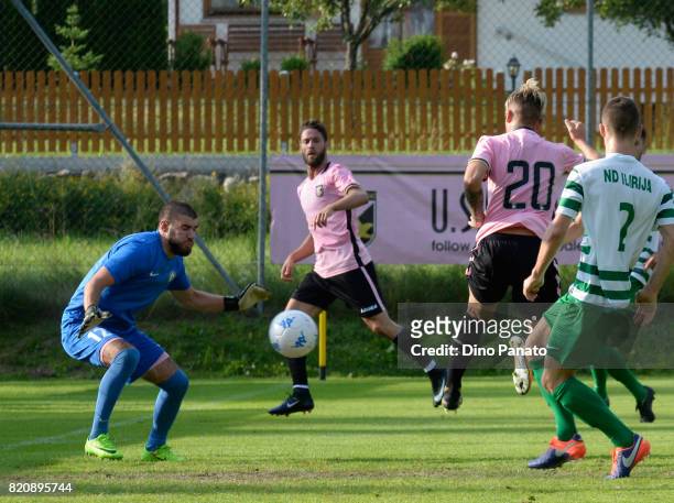 Antonino La Gumina of US Citta di Palermo scores his team's fourth goal during the Pre-Season Friendly match bewteen US Citta di Palermo and ND...