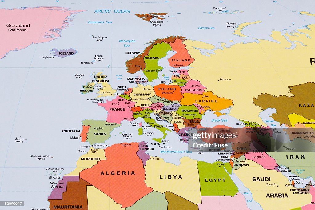 Map of Europe and Northern Africa