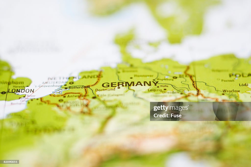 Close up of Map of Germany