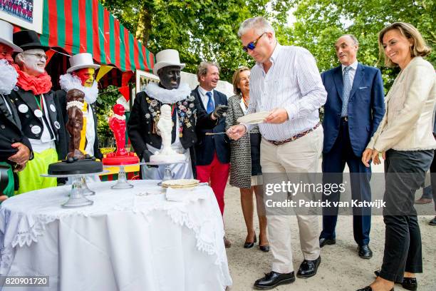 Prince Laurent of Belgium, Princess Claire of Belgium and Prince Lorenz of Belgium attend the festivities in the Warandepark on the occasion of the...