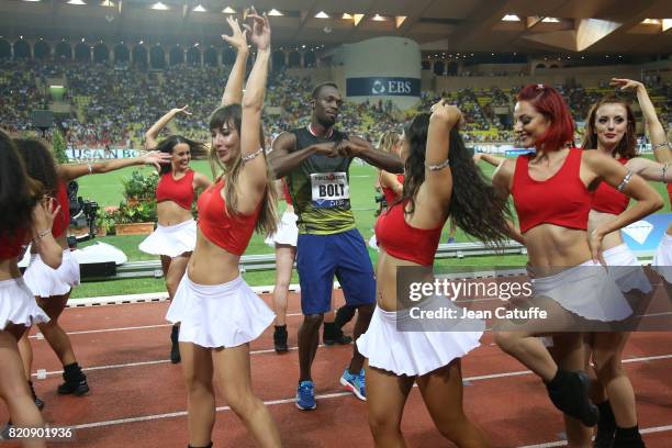 Usain Bolt of Jamaica participates in his last 100m in a meeting during the IAAF Diamond League Meeting Herculis 2017 on July 21, 2017 in Monaco,...