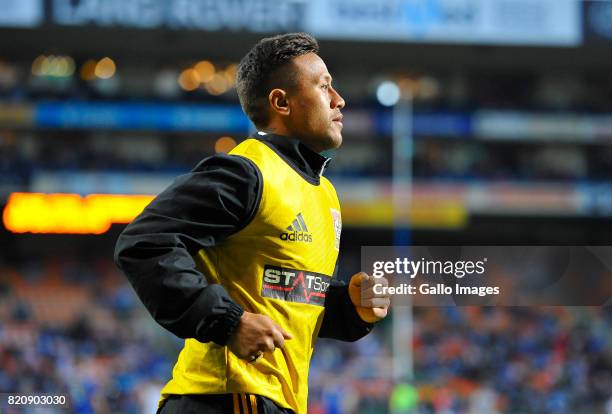 Tim Nanai-Williams of the Chiefs warming up during the Super Rugby Quarter final between DHL Stormers and Chiefs at DHL Newlands on July 22, 2017 in...