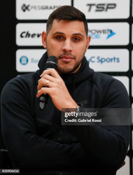 Ignacio Alessia of Ferro speaks during the 20th Liga Nacional All-Star Game Launch at Roberto Pando Sports Center of San Lorenzo on July 22, 2017 in...