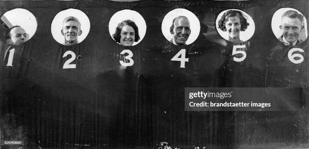 Beauty contest where only the face is beeing judged, England, Photograph, July, 10th 1934