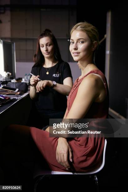 Model is seen backstage ahead of the 3D Fashion Presented By Lexus/Voxelworld show during Platform Fashion July 2017 at Areal Boehler on July 22,...